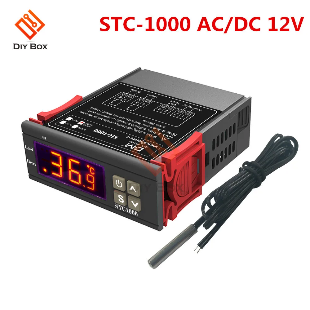 STC-1000 AC DC 12V STC-1000 3000 3008 двойной светодиодный цифровой термостат регулятор температуры DC 12 В 24 В AC 110 В 220 в регулятор нагрева и охлаждения - Цвет: STC-1000 AC DC 12V