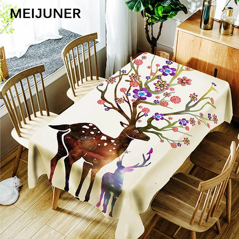 Meijuner 3D скатерть с рисунком рождественского оленя полиэстер Пыленепроницаемая