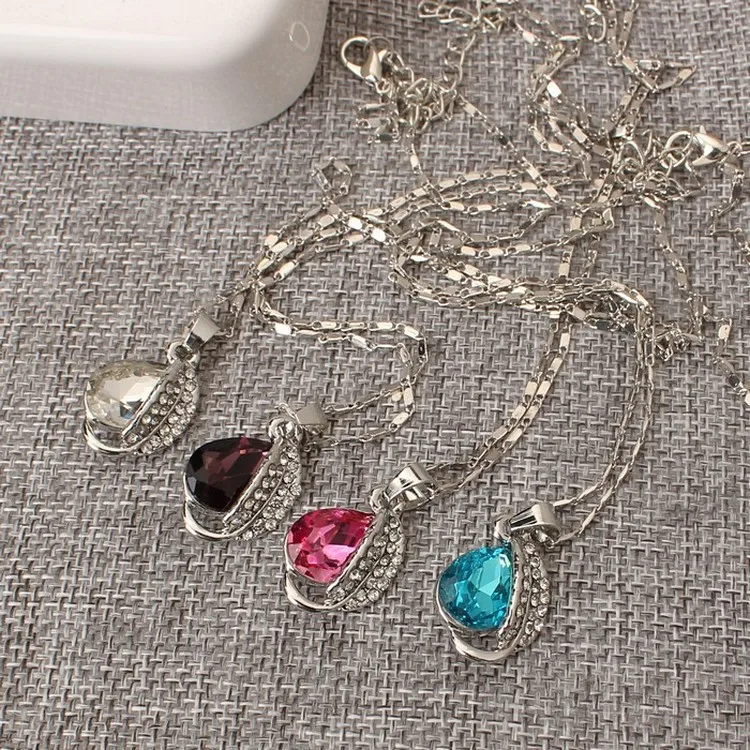 Новое модное корейское ожерелье с зеленым кристаллом из листа акации свадебное