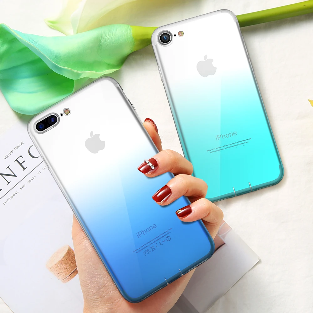 

Soft Silicone TPU Phone Case Cover For iPhone XR XS X Gradient TPU Case For iPhone 6S 6 7 8 Plus 8 5S 5 Se Capinhas Coque Fundas