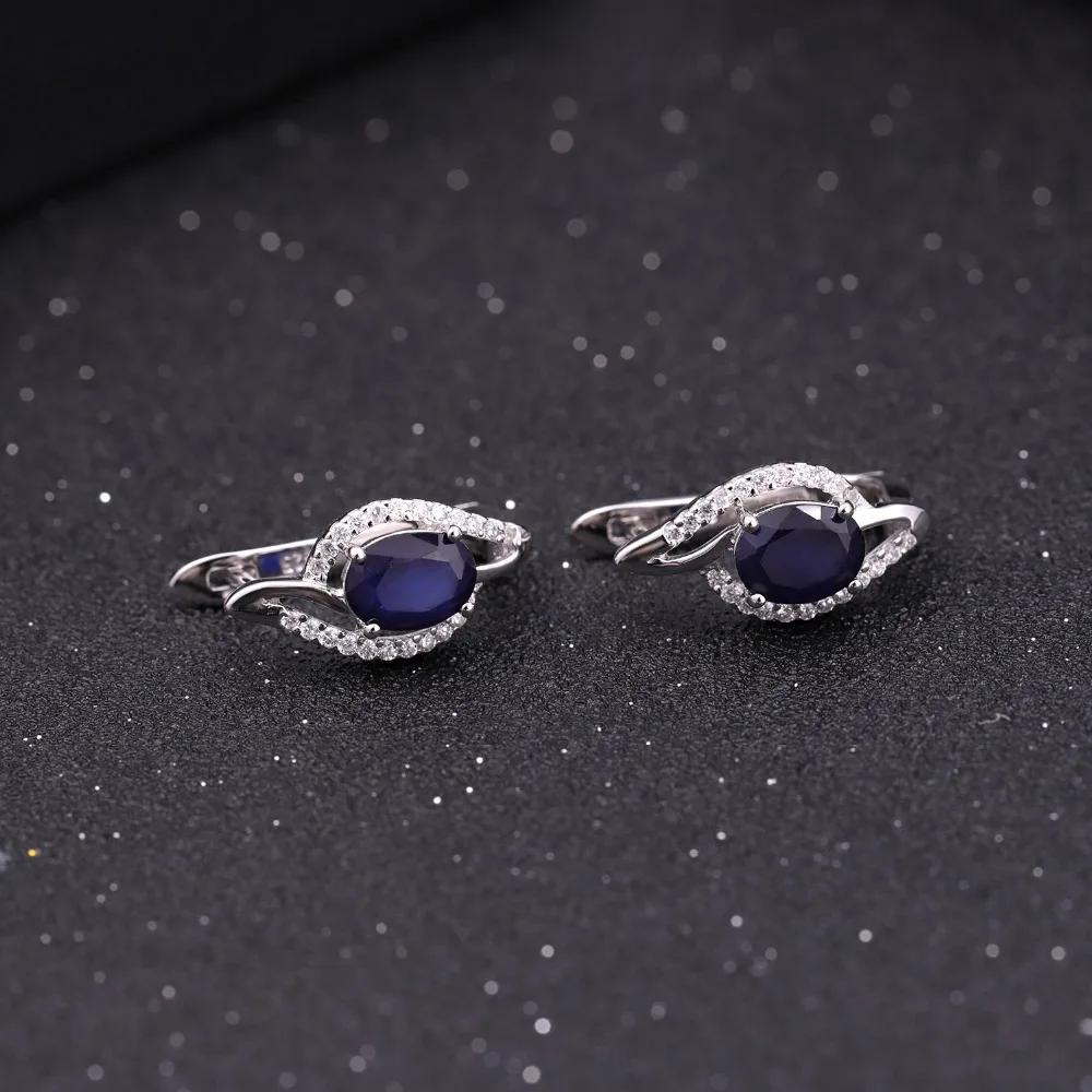GEM'S BALLET 3.32Ct натуральный синий сапфир, Помолвочные серьги, 925 пробы серебряные серьги-гвоздики с драгоценным камнем для женщин, хорошее ювелирное изделие