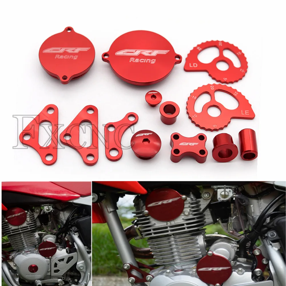 Красный комплект для Honda CRF 230 CRF230 Поддержка крепления двигателя Магнето стартер масло крышка колеса Проставка подвеска понижающая цепь регулятор