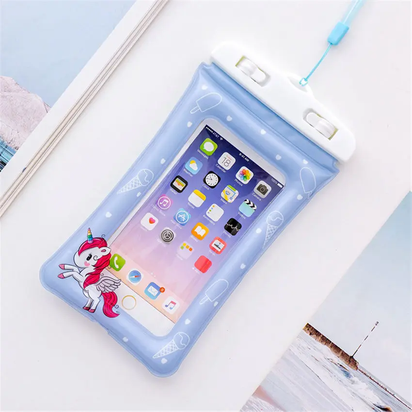 Swimming Bags Waterproof with Luminous Underwater Pouch Carnoon Flamingo Soft TPU For iPhone 6 7 8 Plus X Coque Funda |