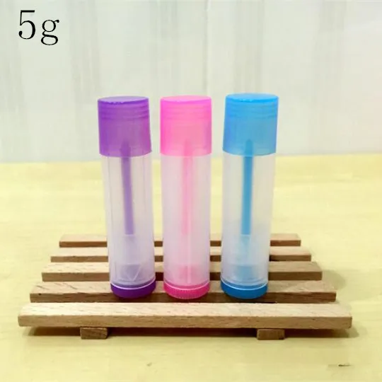 Бесплатная доставка, 5 г/мл, матовые пластиковые флаконы розового и синего цветов для бальзама для губ, пустые косметические контейнеры