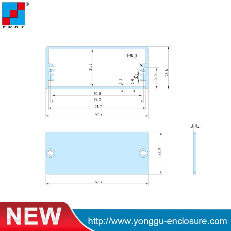 Metal Enclosure With Aluminum End Panels 58*24*80 mm (wxhxl) project boxes | Connectors
