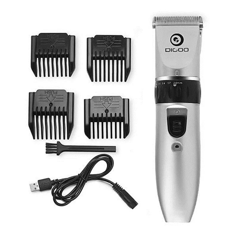 Digoo BB-T1 USB Professional Adjustable Ceramic Blade Electric Hair Trimmer Rechargeable Hair Clipper 4X Extra Limiting Comb Men