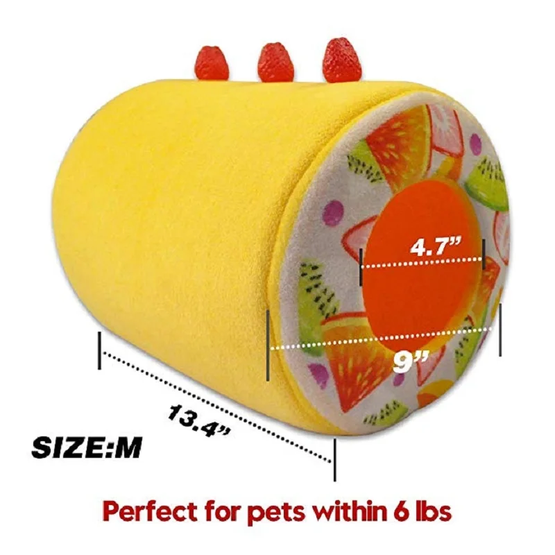 Pet bed plush cake roll cat dog fruit pad winter kennel four seasons general household latest style | Дом и сад
