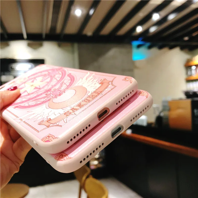 Case For iphone 11 pro 7 8 6 6s Plus Cute Cartoon Sakura phone Cover+Tempered Glass Screen Protector for iPhone X XR XS Max |