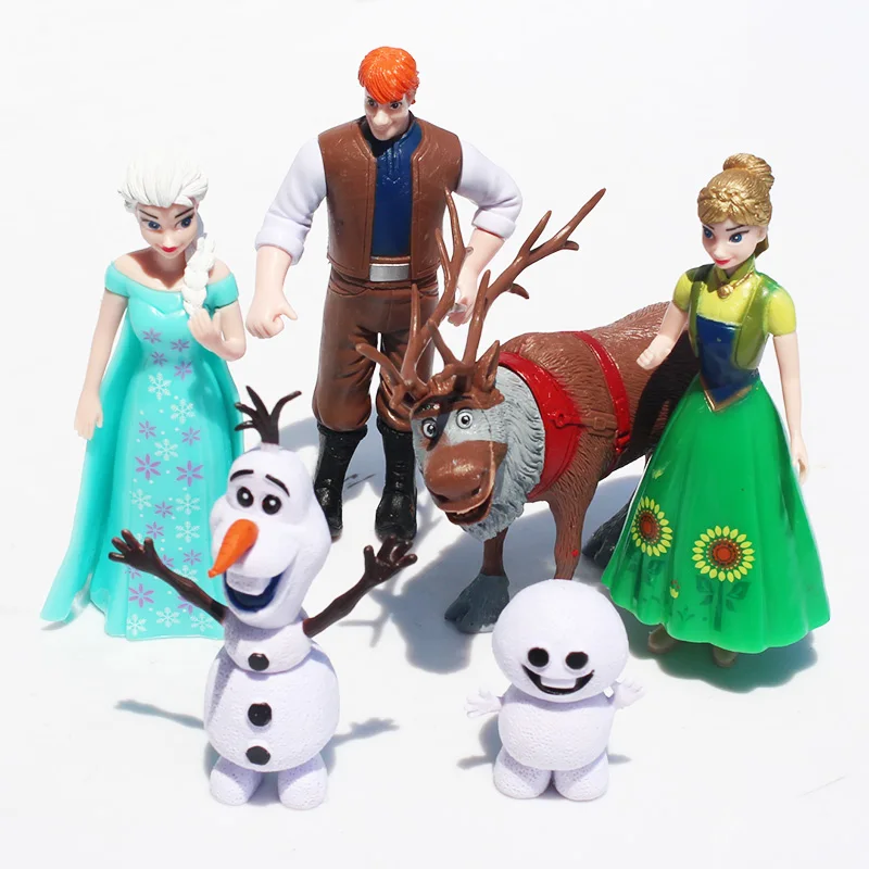 Hot 6Pcs/set 2Styles Anna Elsa Figures Kristoff Sven Olaf PVC Figure Toy Classic Model Doll Toys 5~12CM | Игрушки и хобби