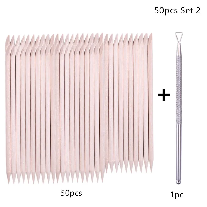 50 PCS Set 2 50/100 шт./компл. женский двойной конец дизайн ногтей деревянная палочка палочки для отодвигания кутикулы Педикюр профессиональный набор инструментов для ногтей - Цвет: 50 PCS Set 2