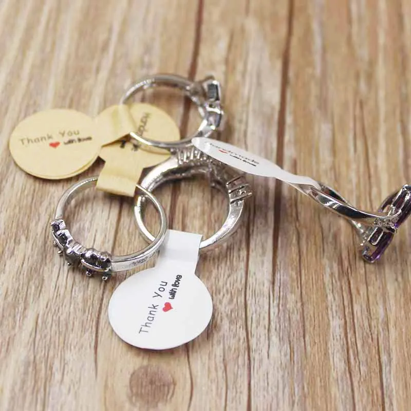 

300PCS various style handmade paper jewelry tag labels DIy thank you with love jewelry price labels silver foil sticker labels