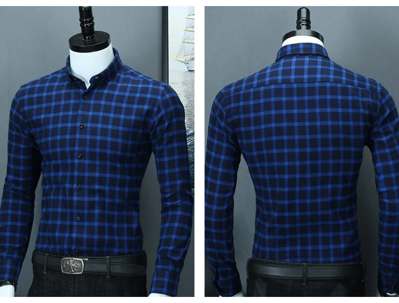 Для Мужчин's Винтаж Повседневное Стандартный-fit Flannel Shirt теплый щеткой хлопка клетчатый плед длинный рукав; пуговицы-воротник рубашки