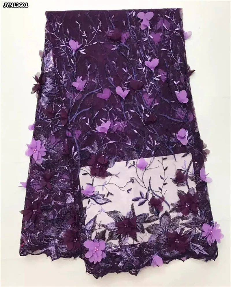 JYN136 французского фатина 3D кружевная ткань с блестками и бисером для