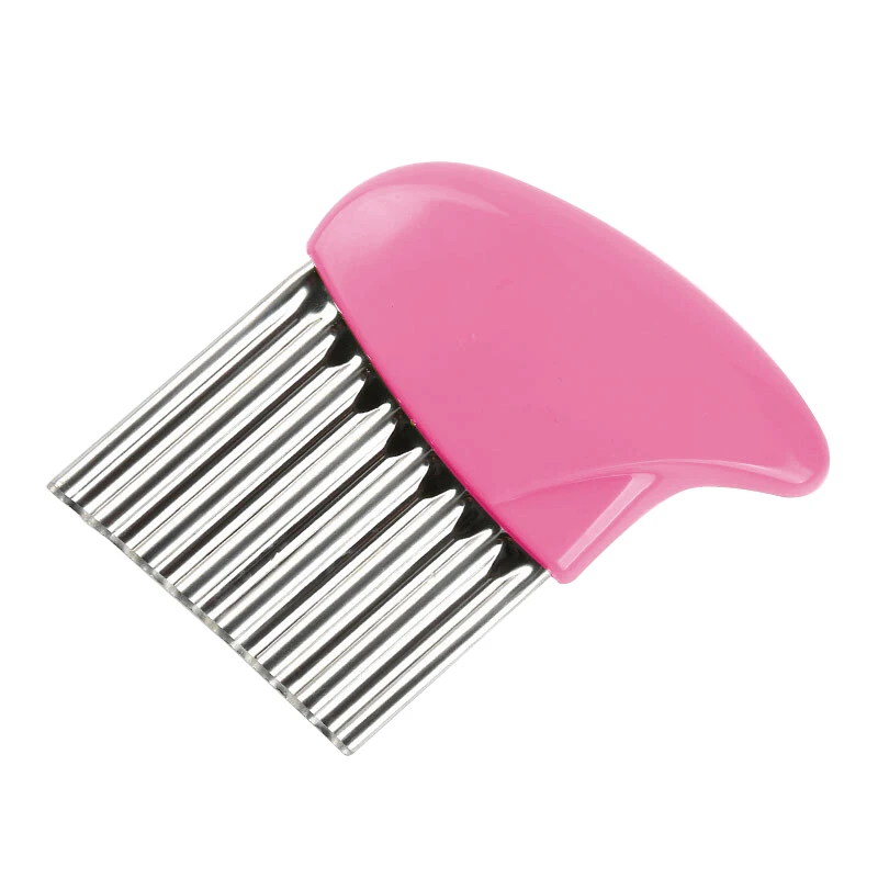 Pink Multiuse Slicer 1pc Wave Shape Onion Potato Slicing Device Wrinkled Undulant Fries Salad Cutting Tool Slicer Kitchen Accessory Vegetable Cutter - Цвет: Pink Multiuse Slicer