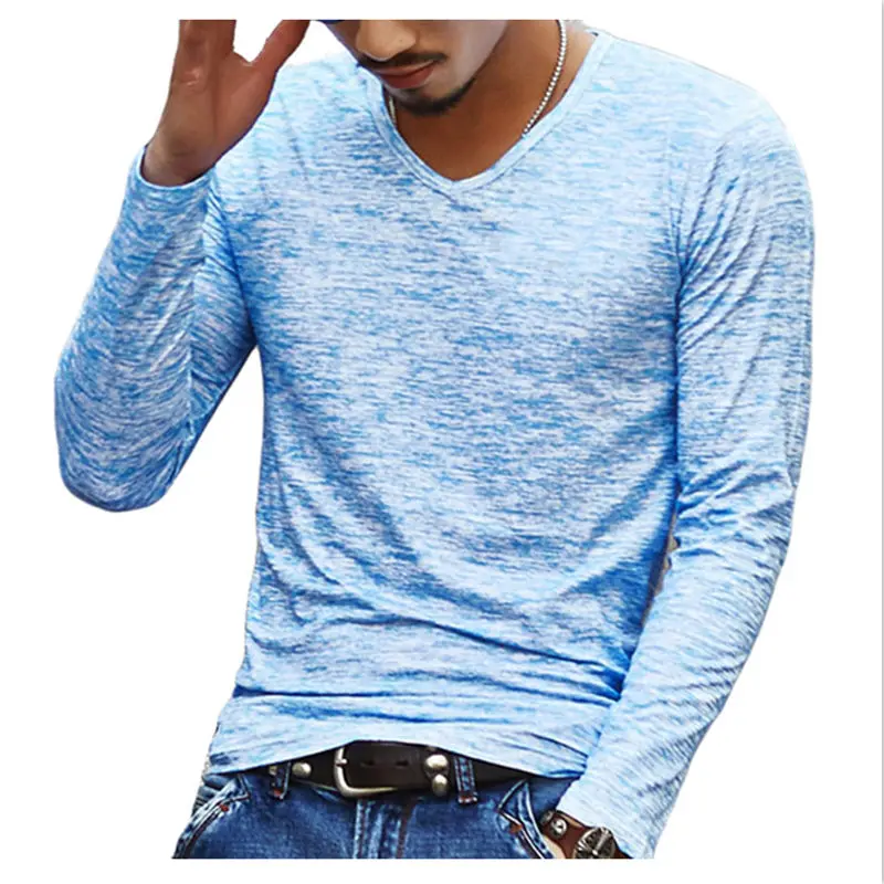 018 NEW Trendy Summer Men T Shirt Casual Long Sleeve Slim Men's Basic Tops Tees Stretch T-shirt Mens Clothing | Мужская одежда