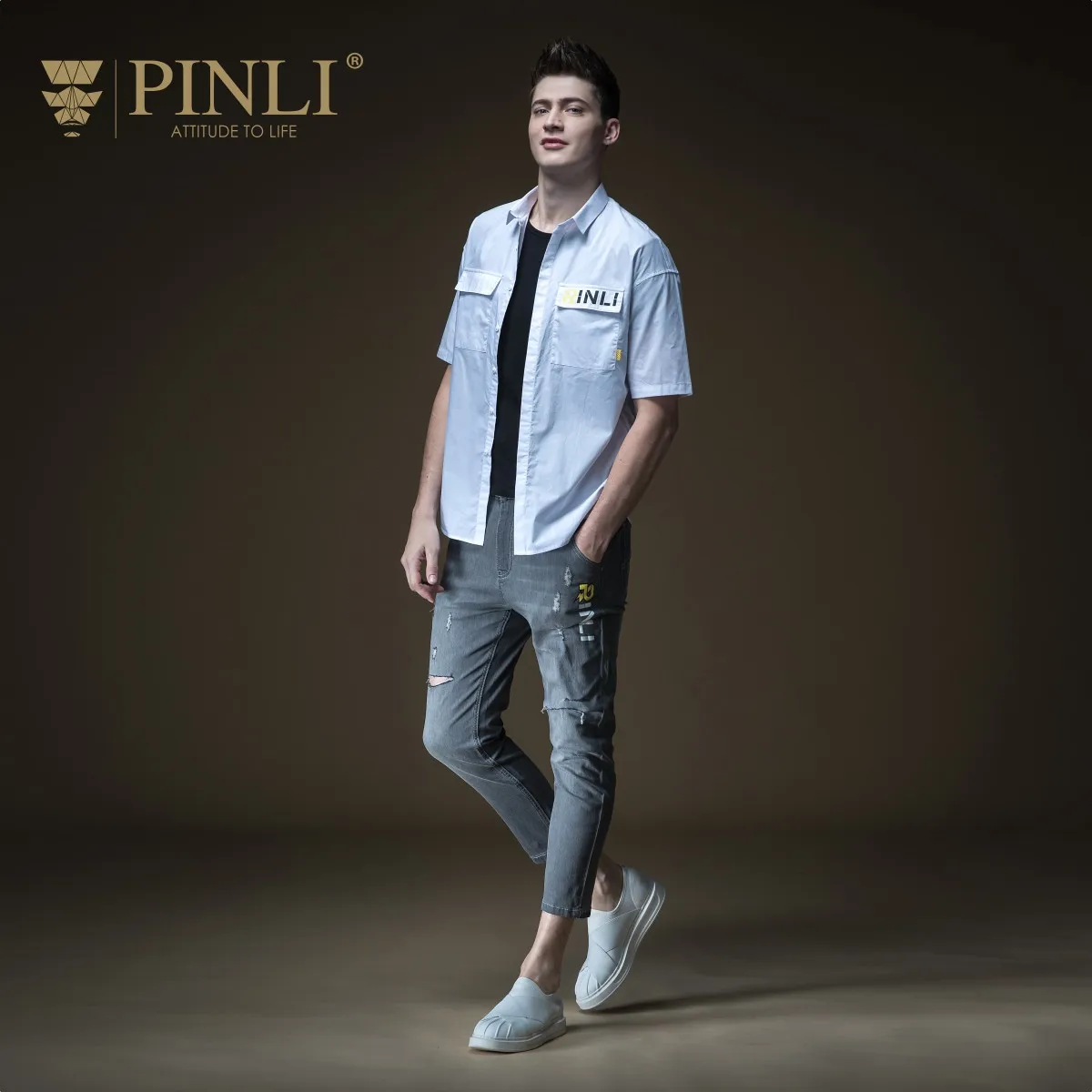 Pinli 2020 летние новые скидки Тонкие штаны до щиколотки с принтом