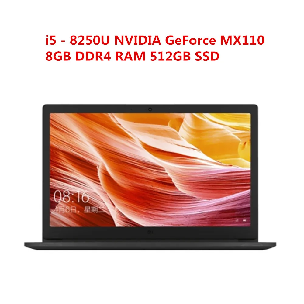i5 8G 512G MX110 Ноутбук Xiaomi Mi Ruby, 15,6 дюймов, ноутбук с ОС Windows 10, четырехъядерный процессор Intel Core i7-8550u, 8 Гб ОЗУ, 512 Гб SSD, датчик отпечатков пальцев - Цвет: i5 8G 512G MX110