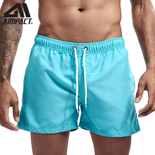 Lightblue Aimpact мужские тонкие быстросохнущие пляжные шорты, летние пляжные плавки для серфинга, гибридные спортивные шорты для мужчин AM2166 - Цвет: Lightblue