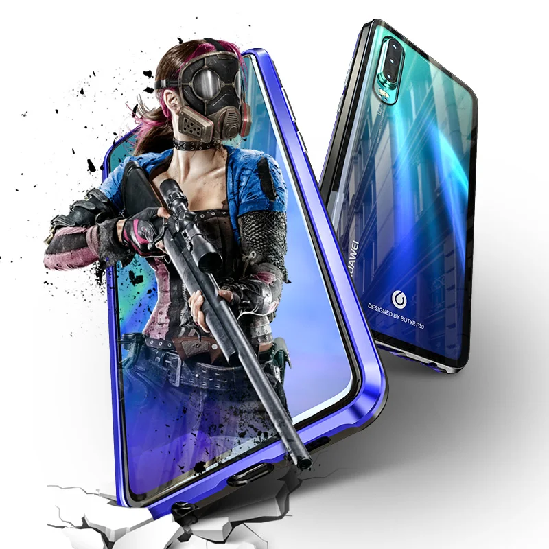 Чехол для Huawei P30 Pro Lite роскошный Магнитный абсорбирующий Алюминиевый