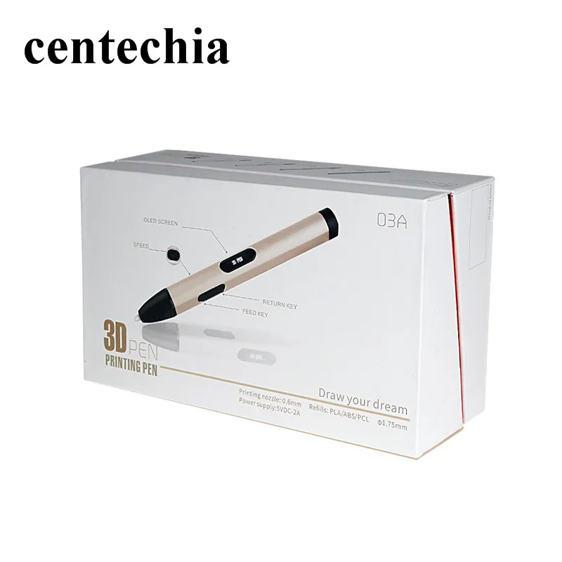 Centechia DIY 3D Ручка принтера ручка с оригинальной коробкой лучший подарок на день рождения Рождество для детей дизайн живопись ЕС/США/Великобритания/AU Plug