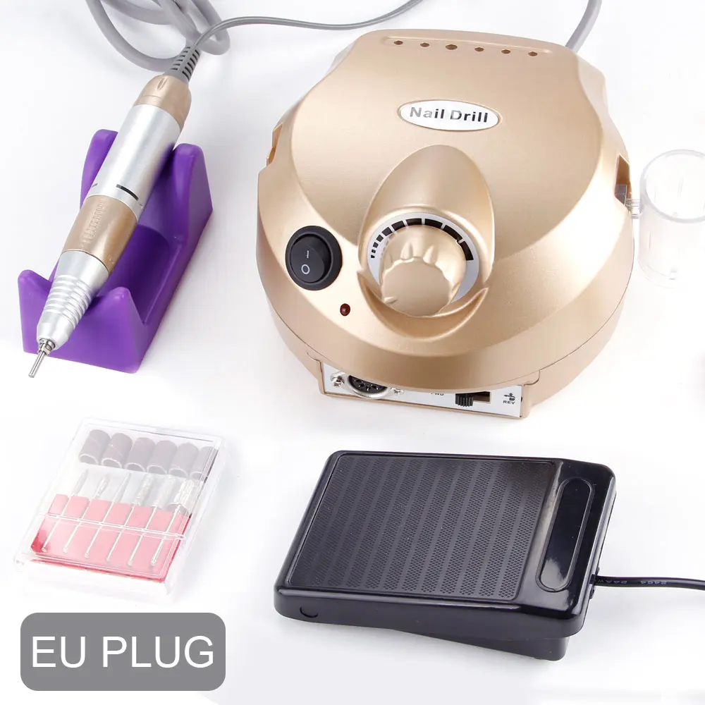 GD Set EU Plug 35000 об/мин Электрическая дрель для ногтей аппарат для маникюра керамические боры педикюрные пилочки для ногтей сверло для полировки наборы инструментов - Цвет: GD Set EU Plug