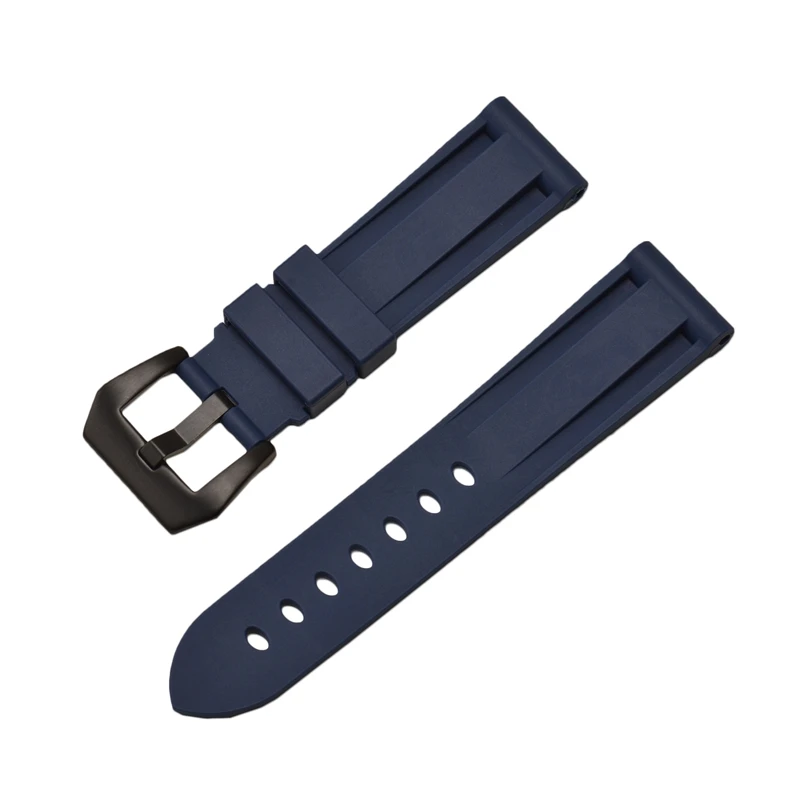 blue black clasp HQ силиконовый ремешок 20 22 24 26 мм камуфляжные часы силиконовый браслет резиновый сменный Браслет наручных часов для PAM ремешок и стальная пряжка - Цвет ремешка: blue black clasp