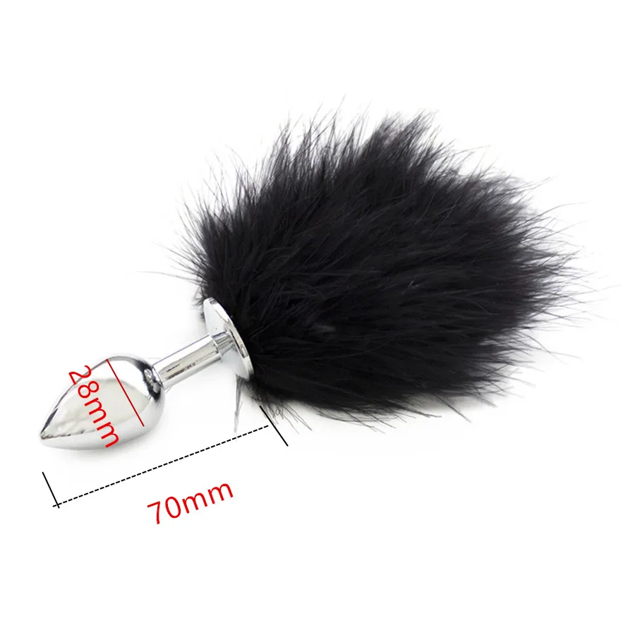 Анальная пробка Anus Audlt из нержавеющей стали с флиртовым хвостом металлическая