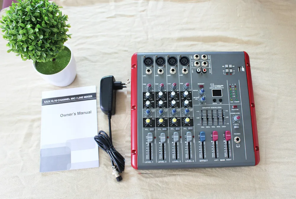 Профессиональный миксер для диджея 4 канала USB монопод 16 DSP 48 В фантомная
