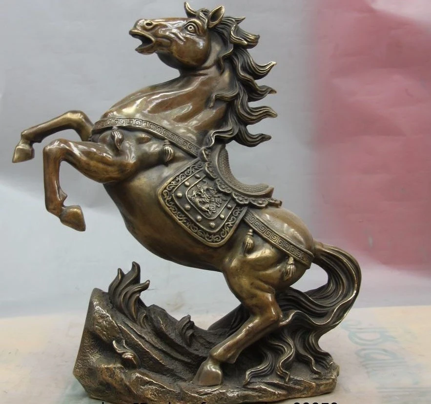 

China Bronze Copper Sculpture Dragon Fengshui Auspicious Zodiac War Horse Statue