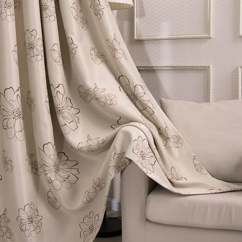 1 pc curtain Элегантные шторы для гостиной, спальни, двери, окна, занавески, панели, занавески, оконные драпировки, кремовый, бежевый, цветочный дизайн, 1 шт - Цвет: 1 pc curtain