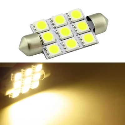 10 шт./лот теплый белый 39 мм 9 SMD LED свет 5050 Интерьер гирлянда купол светодиодные