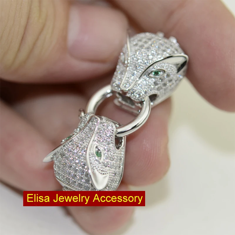 DIY Посеребренная Двойная застежка с леопардовой головкой крючки двумя