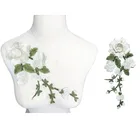29 см вышитая нашивка, белые розы, цветы 3D пионы, свадебные аппликации, кружевная отделка для свадебного платья невесты, вечернее платье, сделай сам, украшение