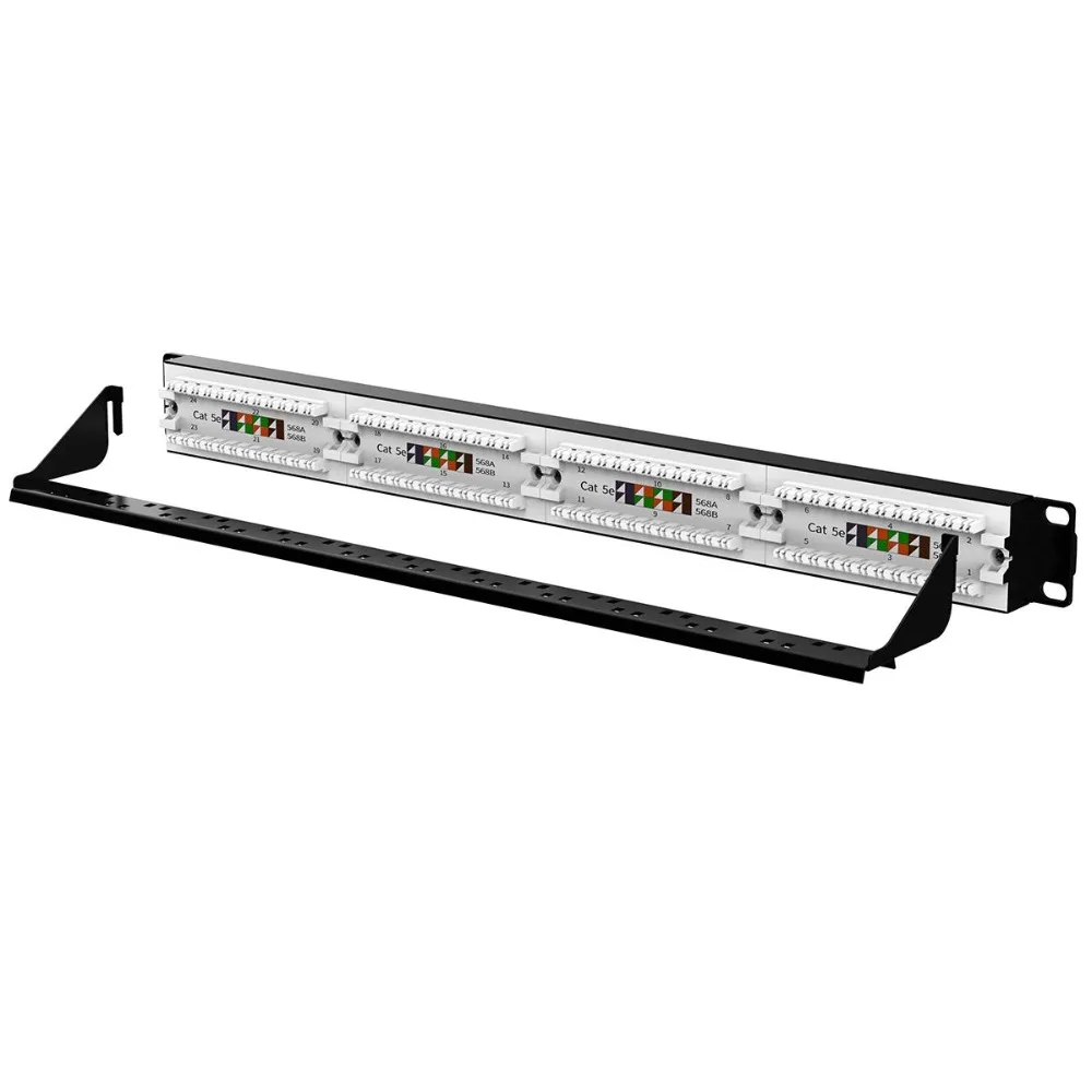 AMPCOM Supreme Series CAT5/5e Patch Panel 50u Gold Plated 1U 24-Port Rackmount or Wallmount Punch Down |