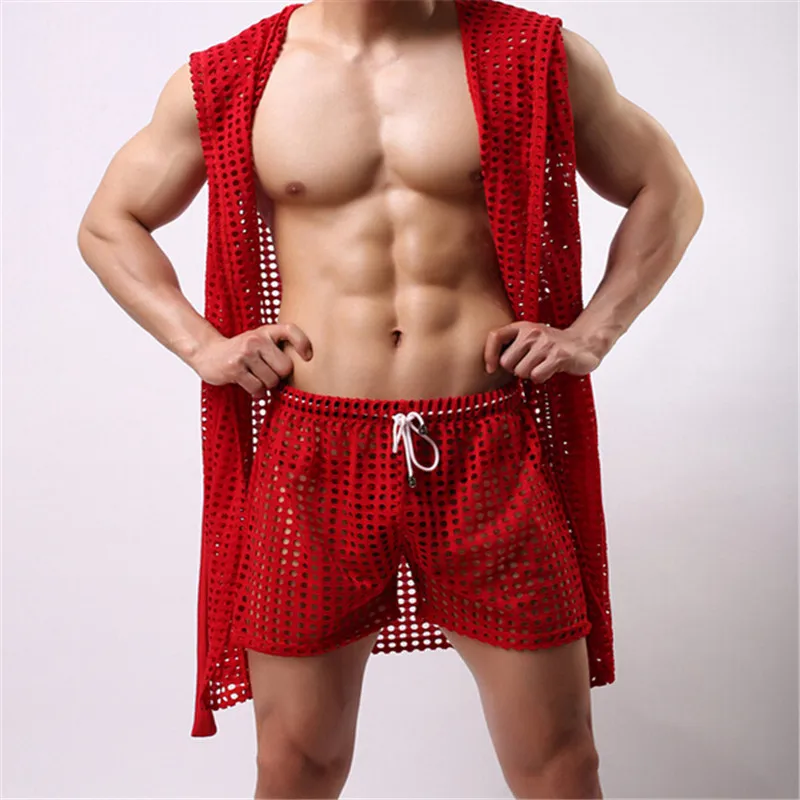 Мужская одежда для сна с капюшоном ванной мужские сексуальные длинные пижамные