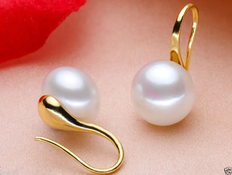 

Hot selling> Genuine Natural 8-9mm White Akoya Freshwater Pearl Earrings -Bride jewelry free shipping