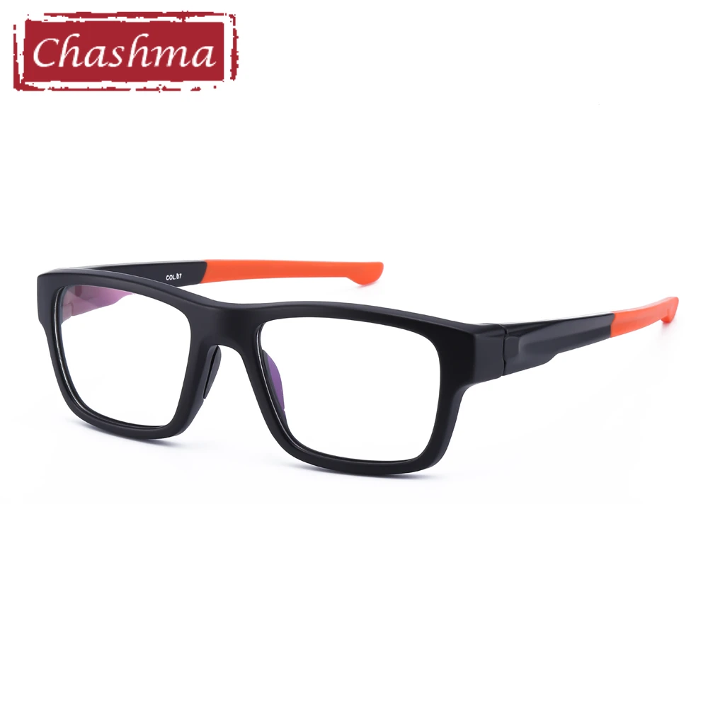 Black with Orange Spectacle Sport Eyeglasses TR90 Anti Glare Anti Reflective Prescription Glasses for Men Oprical Glasses Frame - Frame Color: Black with Orange