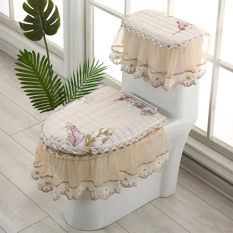 Pattern 2 Fyjafon чехол на сиденье для унитаза голубое желтое пальто с принтом, чехол на сиденье для унитаза, украшение для ванной комнаты, чехол для унитаза, кружевная крышка для унитаза - Цвет: Pattern 2
