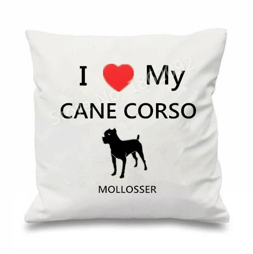 

Cane Corso Throw Pillow Case Custom Name I Love My Cane Corso Cushion Cover Dog Personalized Gift Grey Dogs Decor 18" Two Sides