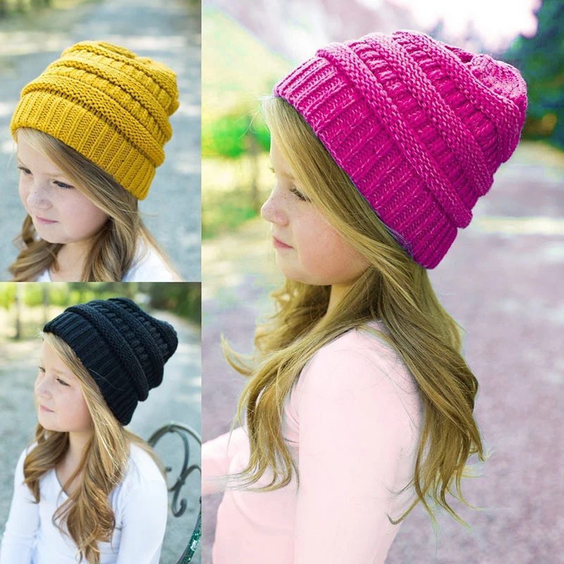 Winter Warm Parent Child Hat Mom Baby Kids Cotton Crochet Knitted Solid Skullies Beanies Balaclava Causal Unisex Cap | Аксессуары для