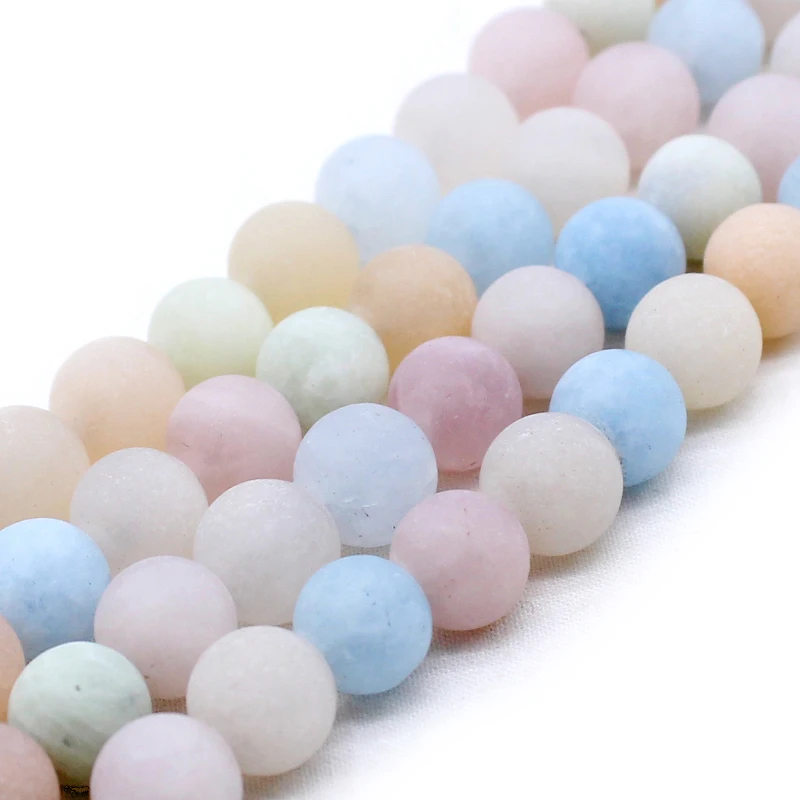 Natural stone beads colorful Matte morganite round loose for jewelry making 15inche/strand diy bracelet necklace | Украшения и