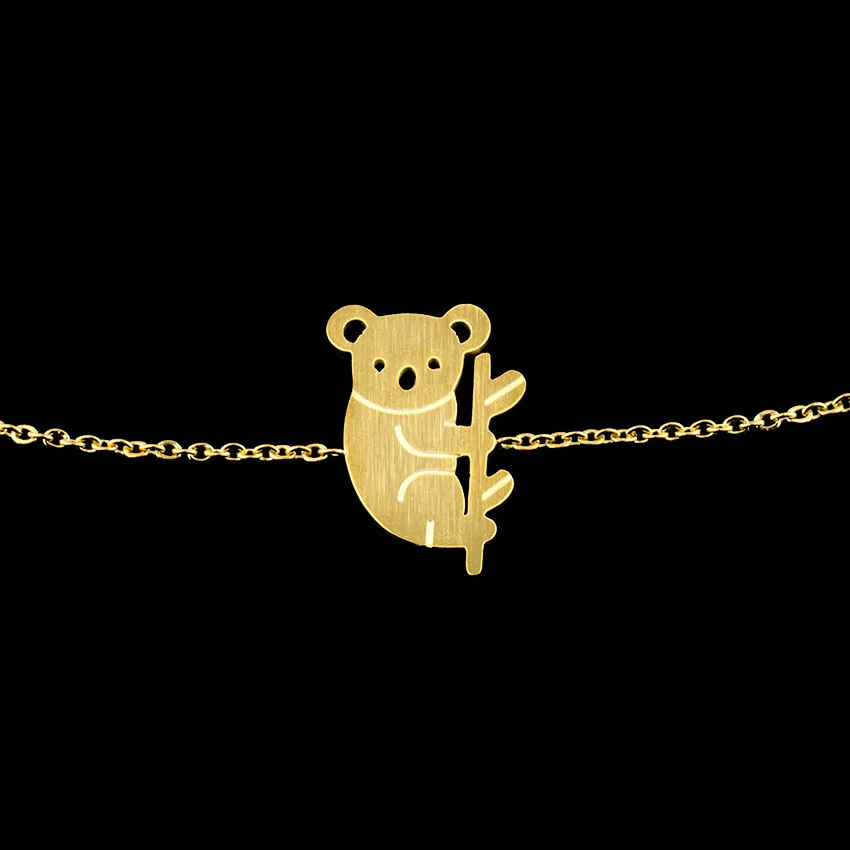GORGEOUS TALE Cute Australia Koala Christmas Gift Lobster Clasp Punk Decorations Women Bracelet Animal Adjustable Hand Chain - Окраска металла: Золотой цвет