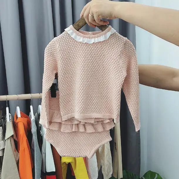 2019 Autumn Winter Girls Knit Set Ruffles Baby Girl Boys Suit Kids Clothes | Мать и ребенок