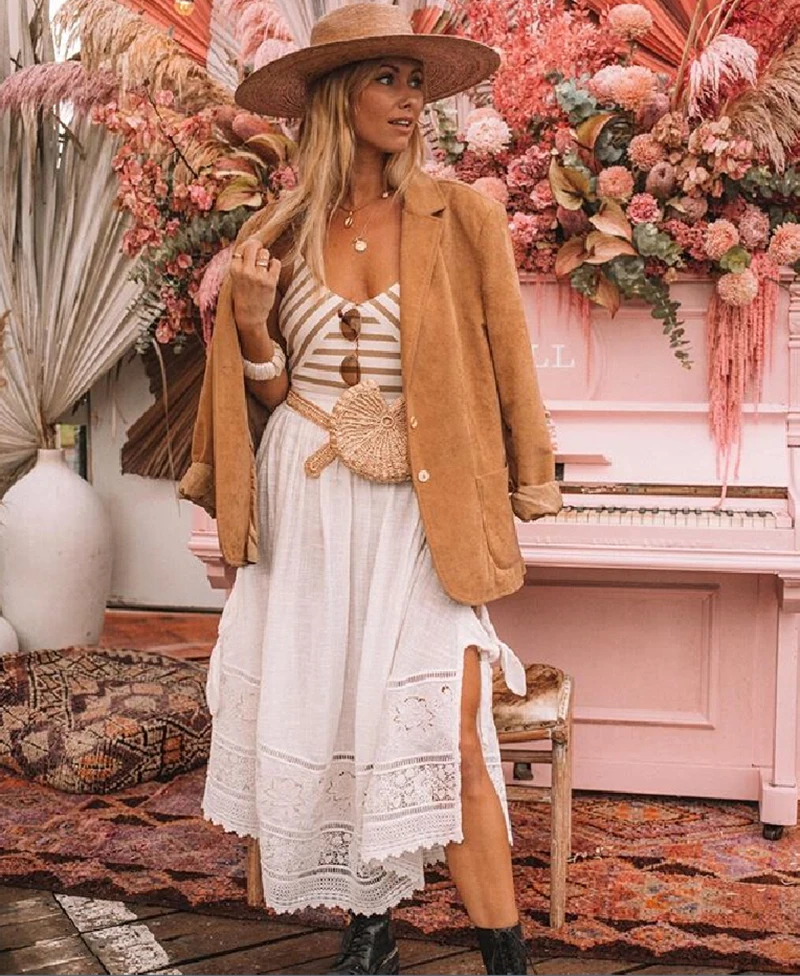 TEELYNN boho/белое платье с цветочной вышивкой; Летние платья; abigail; кружевное платье с завязками и разрезом сбоку; 2 шт.; женские пляжные платья; Gypsy Vestidos