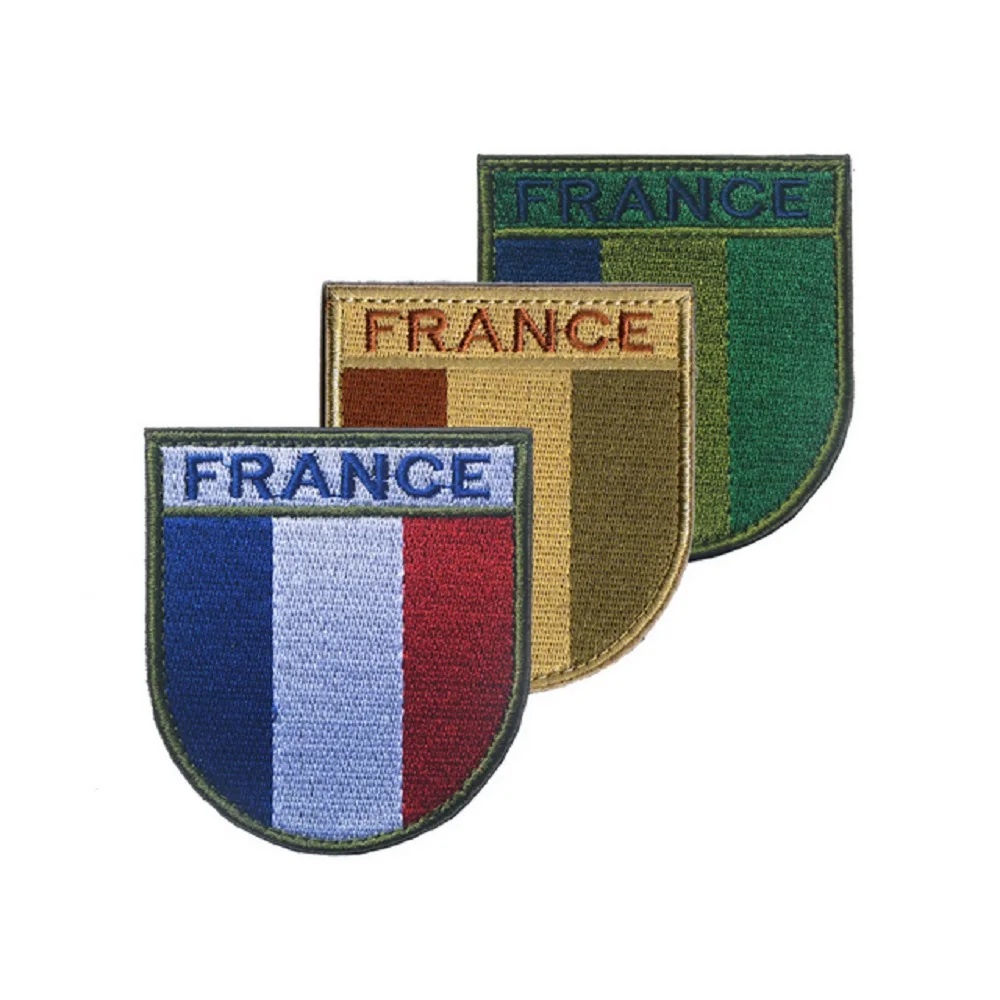 

3D Embroidery Patches Loop And Hook Peltate Flag Of France Flag Patch And French Flag Patches Armband Badges