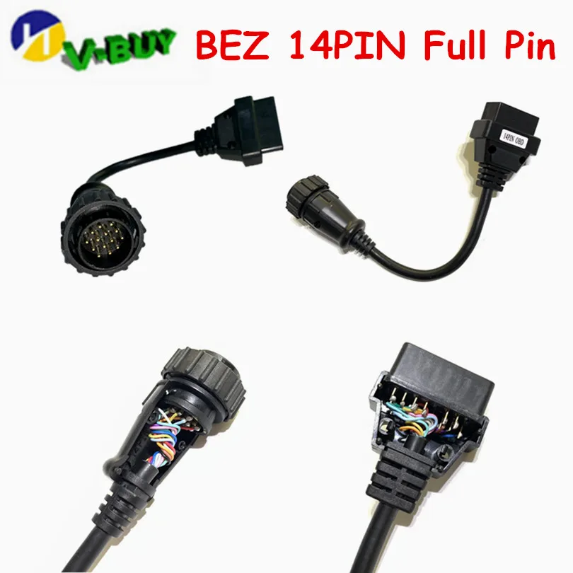 Для Be-nz автомобиля 14pin полный штырькового шнура для OBD2 16pin кабель obd-ii разъем OBD 2 адаптер автомобильный диагностический инструмент 14 иголок