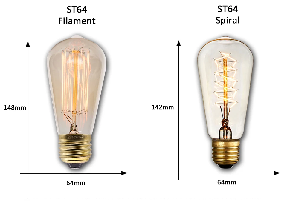 Ретро Edison led светильник лампы E27 220 В 40 Вт ST64 ручной стержень, для кафе гостиная магазин Винтаж промышленная лампа накаливания ампулы светильник лампочка Настенный декор