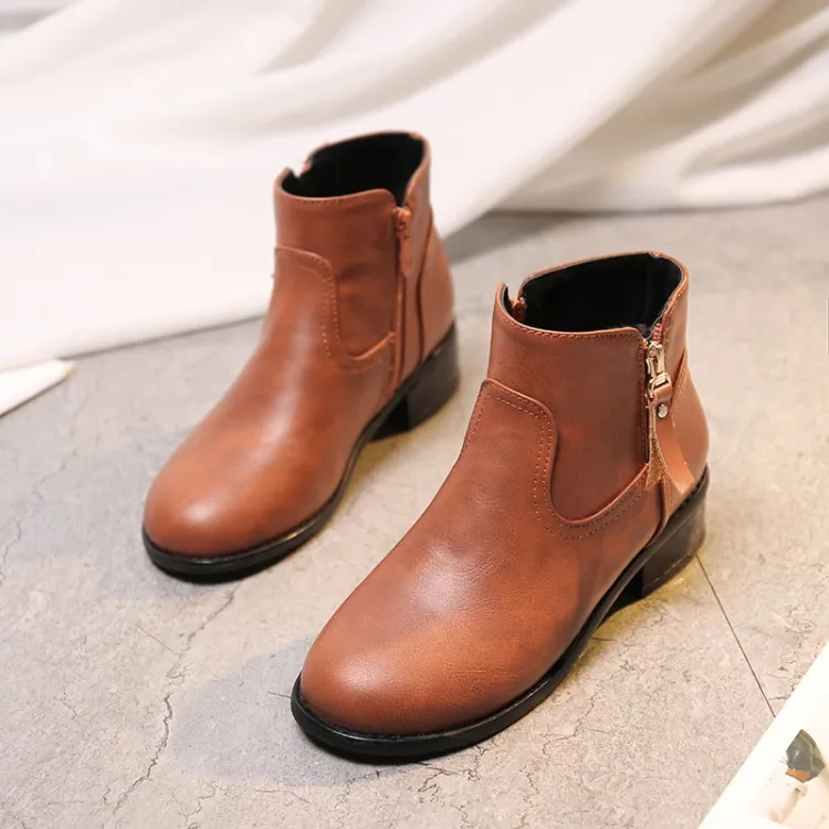 

Big Size 9 10 15 boots women shoes ankle boots for women ladies boots Solid color round head side zipper