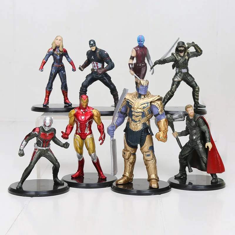 8 шт./компл. 8-11 см Marvel игрушки Мстители завершающей ПВХ фигурки "Человек-паук" Ronin с принтом «Железный человек», «Капитан Америка» Marvel танос комплект одежды с принтом из фильма «Человек-Муравей», модель куклы