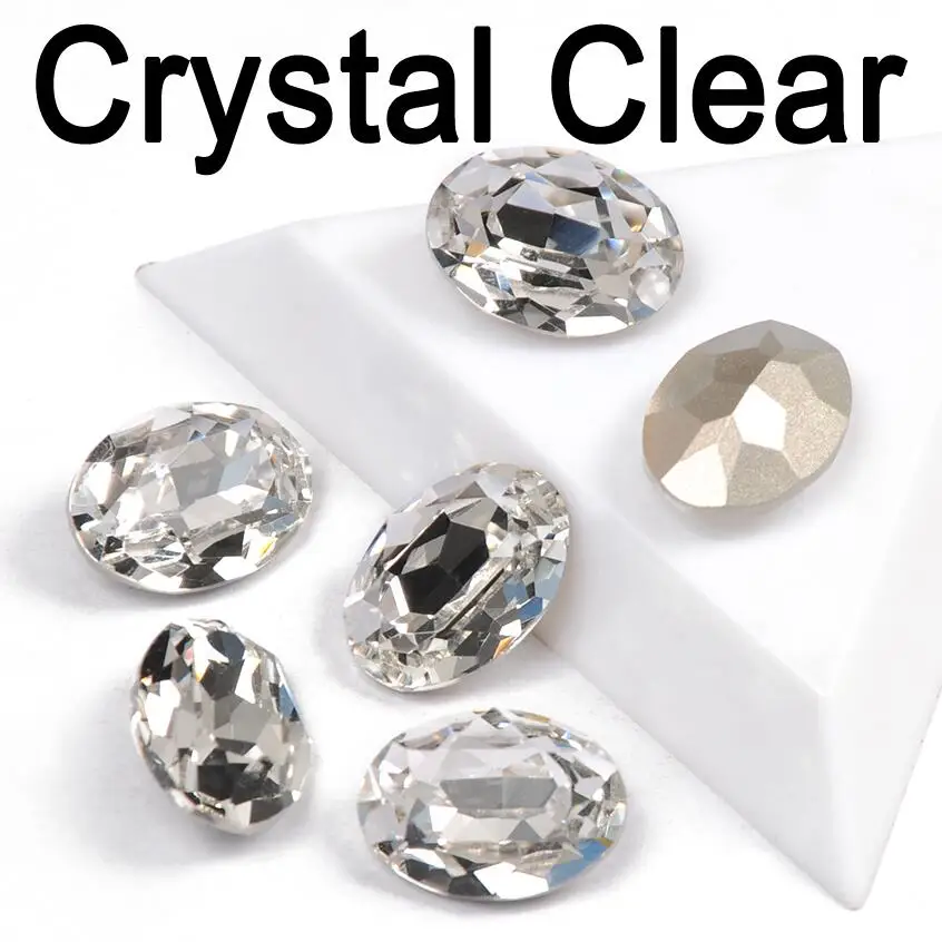 Crystal CTPA3bI Красочный Кристалл для нашивки Стразы с когтями стекло материал страз овальной формы швейная одежда Свадебный вечерний чехол для одежды - Цвет: Crystal